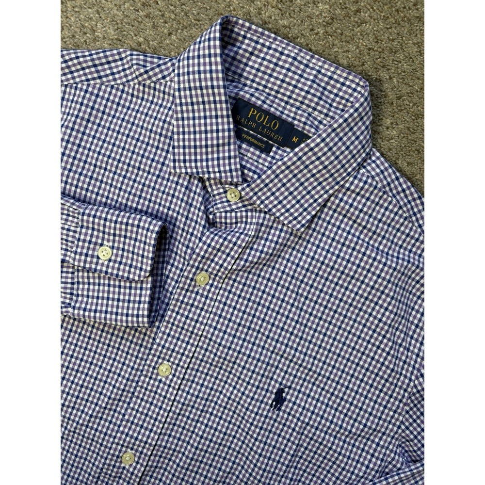 Polo Ralph Lauren Mens Medium Plaid Button Down Shirt Lightweight Performance